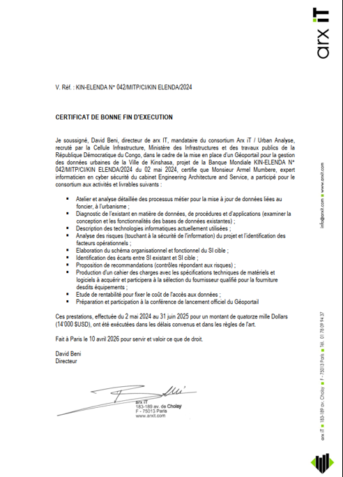 Attestation CDUK
