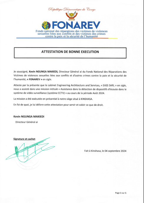 Attestation FONAREV